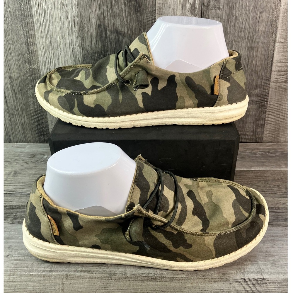 Hey Dude Wendy Camo Womens US 9 Green Camouflage Slip On Loafers 121417003